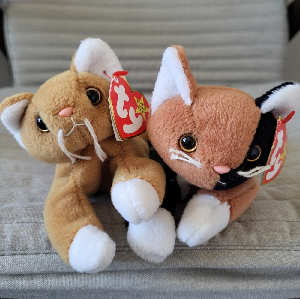 Retired TY Beanie Babies Chip Nip Cats Plushie Toys Vintage 1994 1996 Rare Gifts